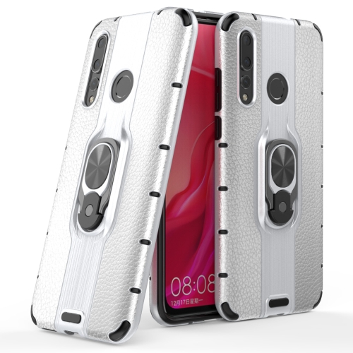 

Litchi Texture PC + TPU Combination Case with Magnetic Ring Holder For Huawei nova 5 / nova 5 Pro(Silver)