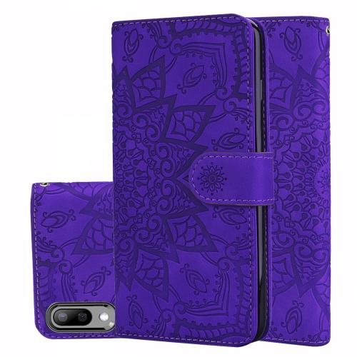 

Calf Pattern Double Folding Design Embossed Leather Case with Wallet & Holder & Card Slots for Galaxy M10 / A10(Purple)