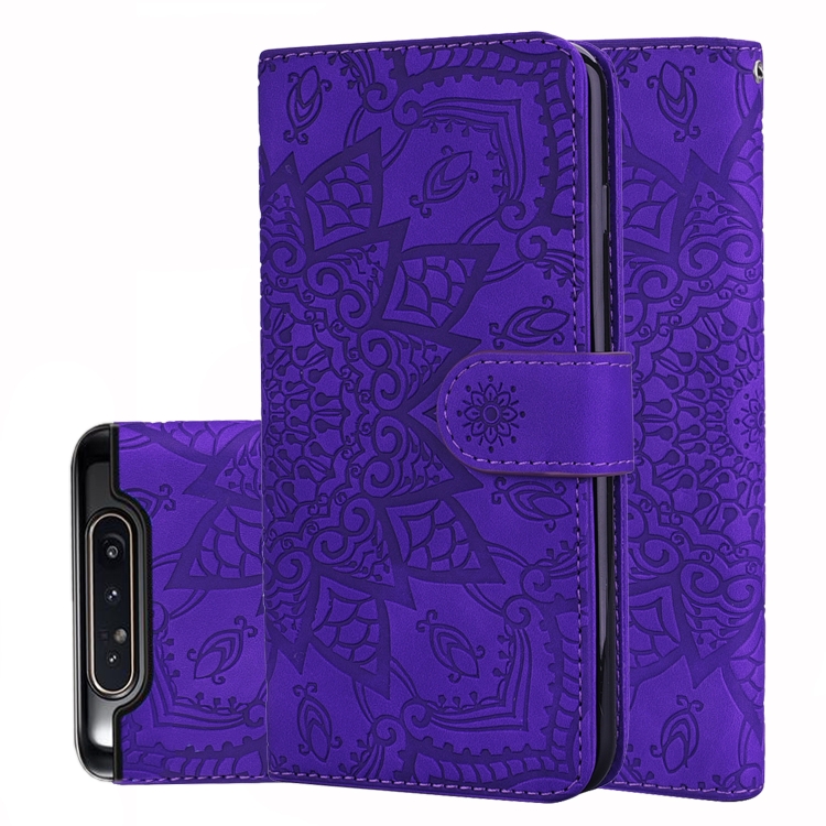 

Calf Pattern Double Folding Design Embossed Leather Case with Wallet & Holder & Card Slots for Galaxy A80 / A90(Purple)