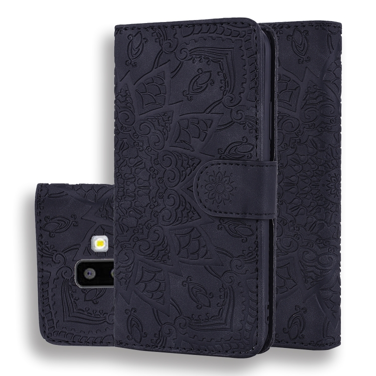 

Calf Pattern Double Folding Design Embossed Leather Case with Wallet & Holder & Card Slots for Galaxy J6+ (2018)(Black)