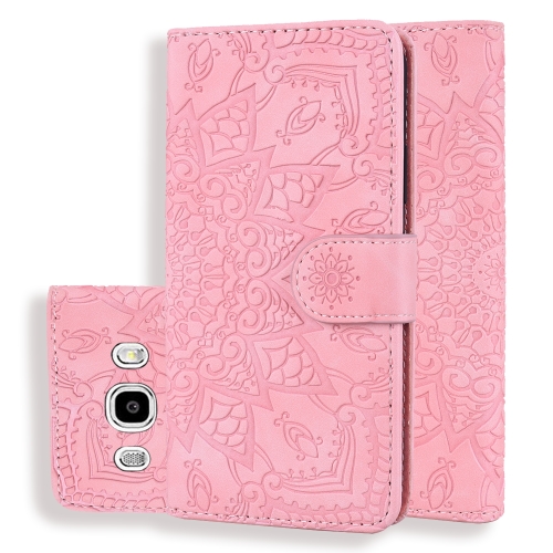 

Calf Pattern Double Folding Design Embossed Leather Case with Wallet & Holder & Card Slots for Galaxy J5 (2016) / J510(Pink)