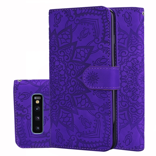 

Calf Pattern Double Folding Design Embossed Leather Case with Wallet & Holder & Card Slots for Galaxy S10+(Purple)