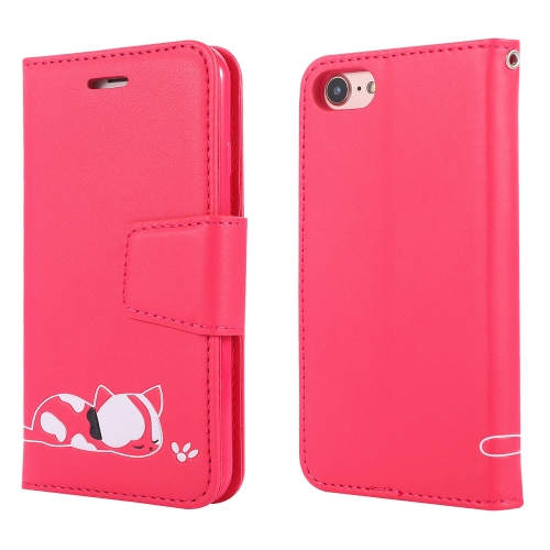 

Embroidered kitten Horizontal Flip Leather Case With Holder & Card Slots & Wallet for iPhone 7 / 8(Red)