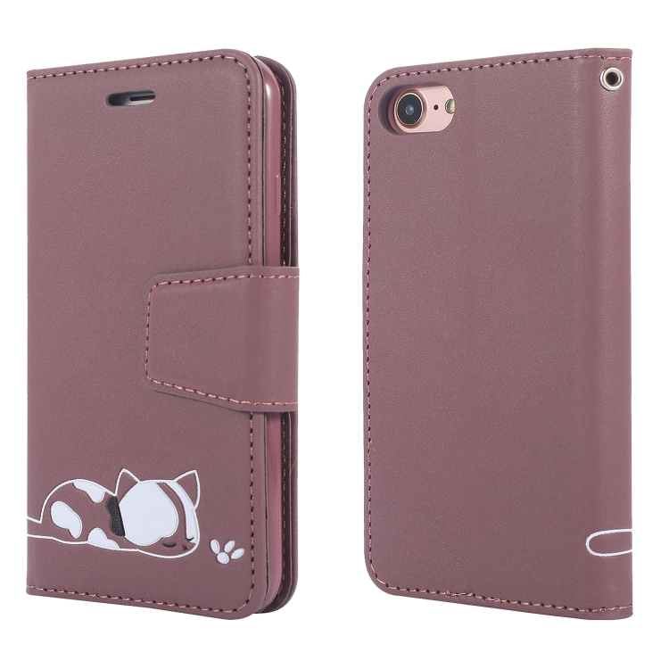 

Embroidered kitten Horizontal Flip Leather Case With Holder & Card Slots & Wallet for iPhone 7 / 8(Brown)