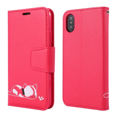 

Embroidered kitten Horizontal Flip Leather Case With Holder & Card Slots & Wallet for iPhone X / XS(Red)