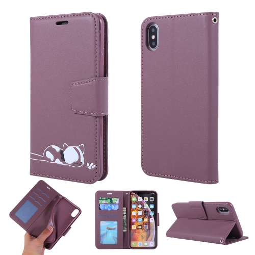 

Embroidered kitten Horizontal Flip Leather Case With Holder & Card Slots & Wallet for iPhone XS Max(Brown)