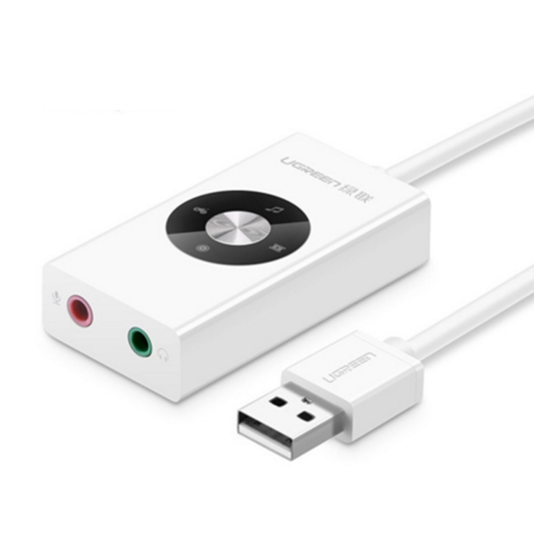 

UGREEN CM109 USB to Dual 3.5mm Jacks Computer External Audio Card with 4 Sound Modes, Length: 23cm