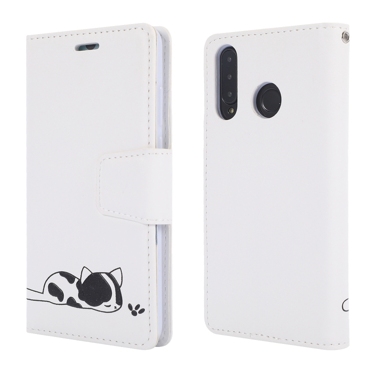 

Embroidered kitten Horizontal Flip Leather Case With Holder & Card Slots & Wallet for Huawei P30 Lite(White)