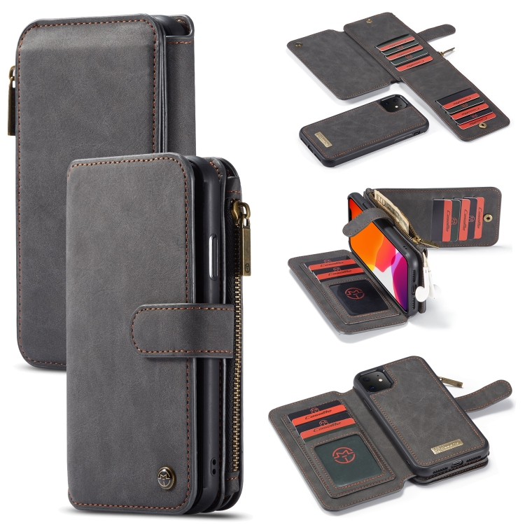 

CaseMe-007 Detachable Multifunctional Horizontal Flip Leather Case with Card Slot & Holder & Zipper Wallet & Photo Frame For iPhone 11(Black)