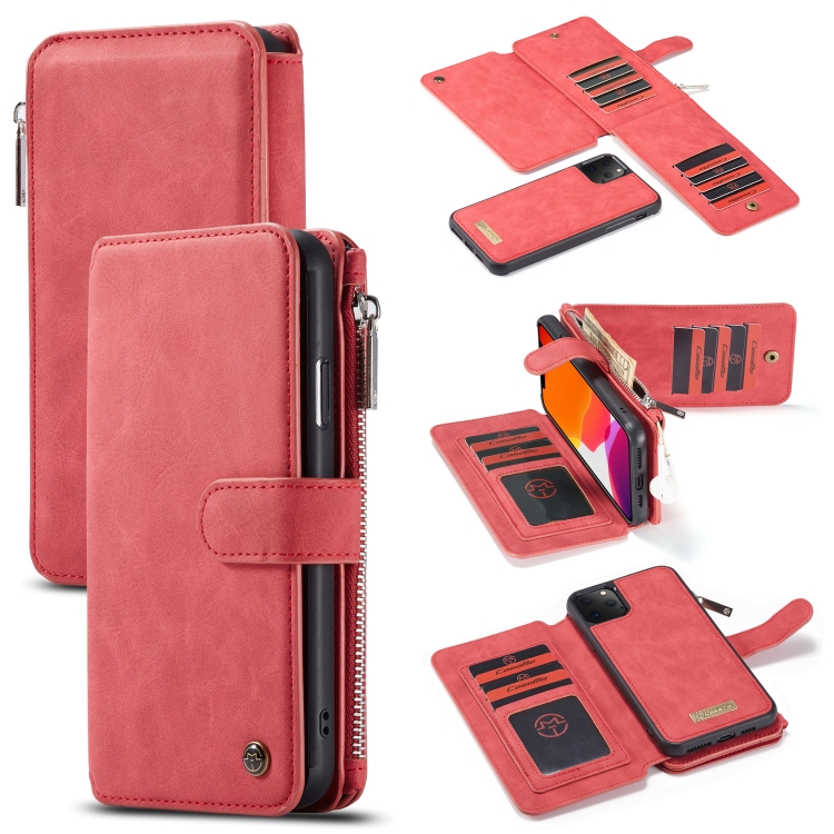 

CaseMe-007 Detachable Multifunctional Horizontal Flip Leather Case with Card Slot & Holder & Zipper Wallet & Photo Frame For iPhone 11 Pro Max(Red)