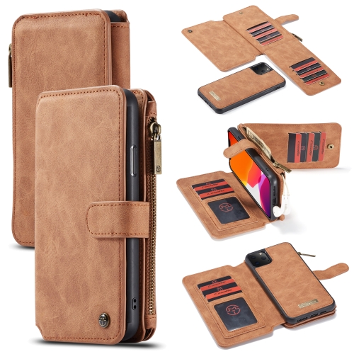 

CaseMe-007 Detachable Multifunctional Horizontal Flip Leather Case with Card Slot & Holder & Zipper Wallet & Photo Frame For iPhone 11 Pro Max(Brown)