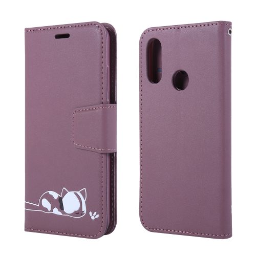 

Embroidered kitten Horizontal Flip Leather Case With Holder & Card Slots & Wallet for Huawei Y7 (2019)(Purple)