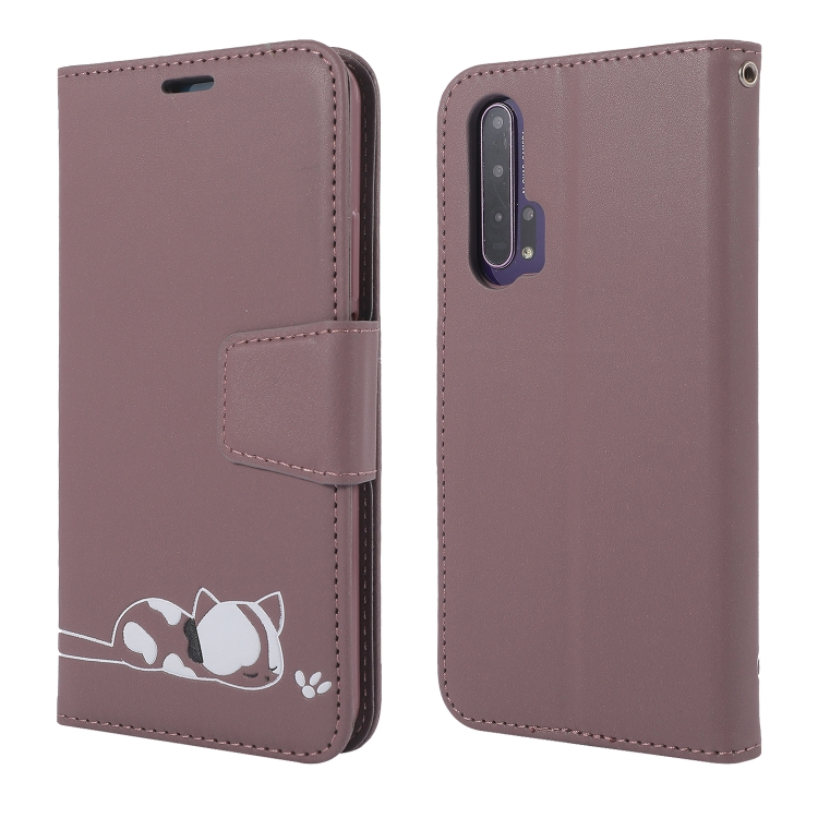 

Embroidered kitten Horizontal Flip Leather Case With Holder & Card Slots & Wallet for Huawei Honor 20 Pro(Purple)