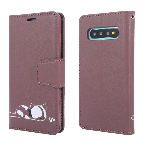 

Embroidered kitten Horizontal Flip Leather Case With Holder & Card Slots & Wallet for Galaxy S10(Purple)