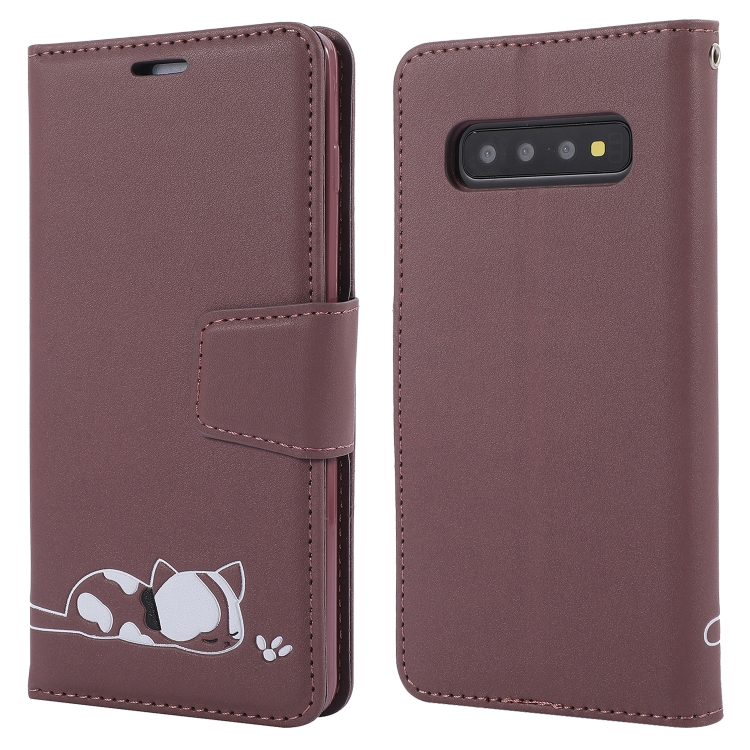 

Embroidered kitten Horizontal Flip Leather Case With Holder & Card Slots & Wallet for Galaxy S10+(Purple)