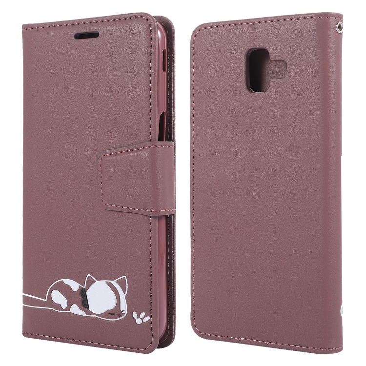 

Embroidered kitten Horizontal Flip Leather Case With Holder & Card Slots & Wallet for Galaxy J6+(Purple)