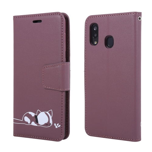 

Embroidered kitten Horizontal Flip Leather Case With Holder & Card Slots & Wallet for Galaxy A20(Purple)