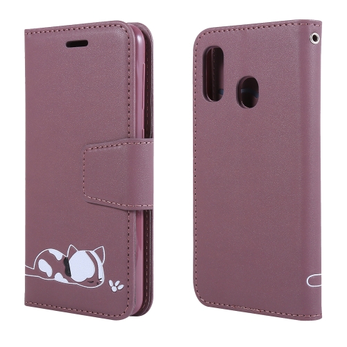 

Embroidered kitten Horizontal Flip Leather Case With Holder & Card Slots & Wallet for Galaxy A20e(Purple)