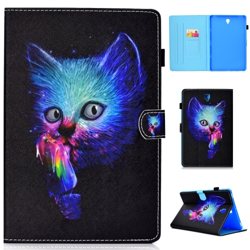 

for Galaxy Tab S4 10.5 T830 Colored Drawing Stitching Horizontal Flip Leather Case, with Holder & Card Slots(Super Cat)