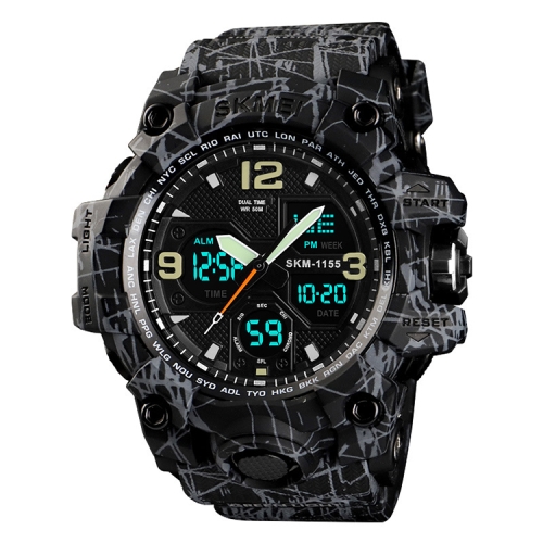 

SKMEI 1155B Multifunctional Men Outdoor Sports Noctilucent Waterproof Large Dial Wrist Watch(Grey Black)