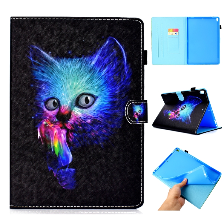 

For iPad Pro 10.5 2017 / 2019 Colored Drawing Stitching Horizontal Flip Leather Case, with Holder & Card Slots & Sleep / Wake-up function(Super Cat)