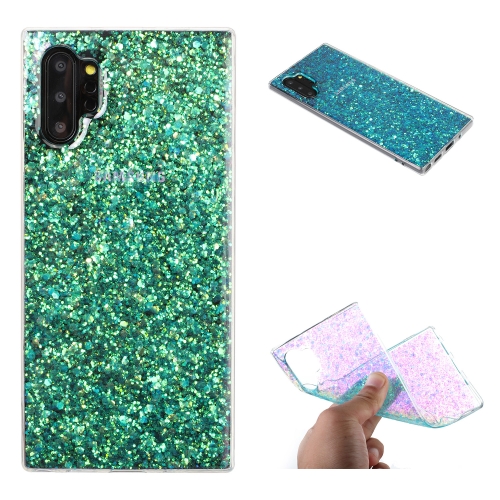 

For Galaxy Note 10 Pro Glitter Powder Soft TPU Protective Case(Green)