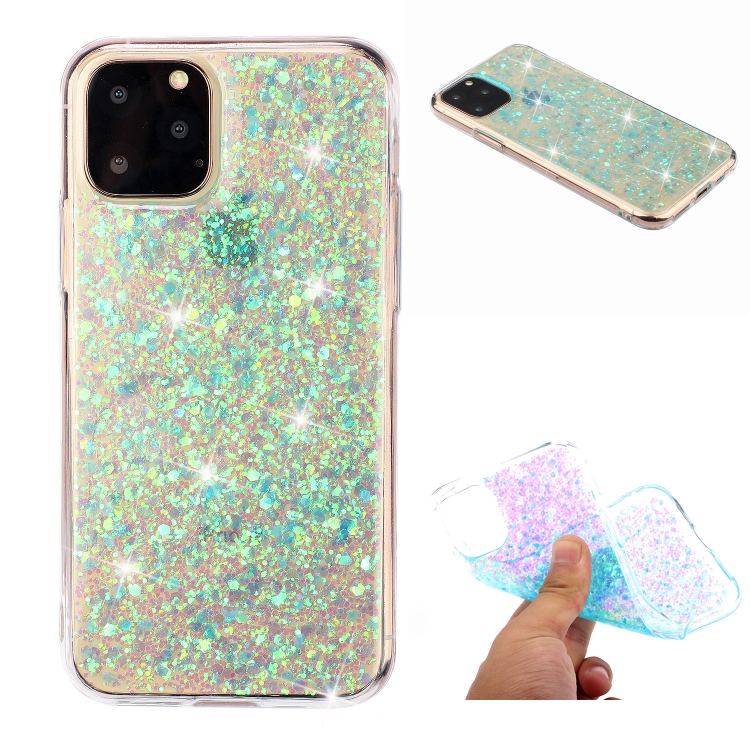

For iPhone 11 Pro (5.8 inch) Glitter Powder Soft TPU Protective Case(Green)
