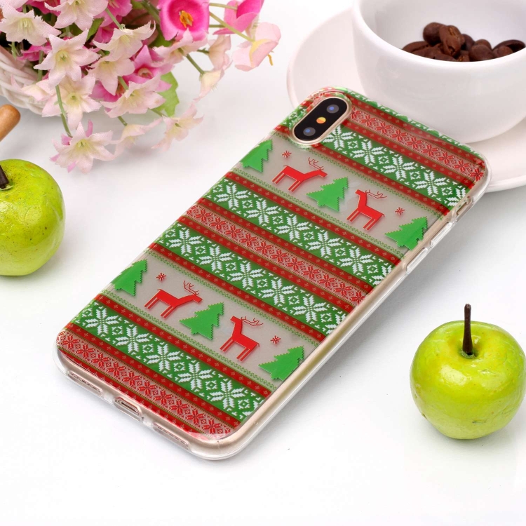 

For iPhone XS / X Coloured Drawing Pattern IMD Workmanship Soft TPU Protective Case(Tribal Elk)