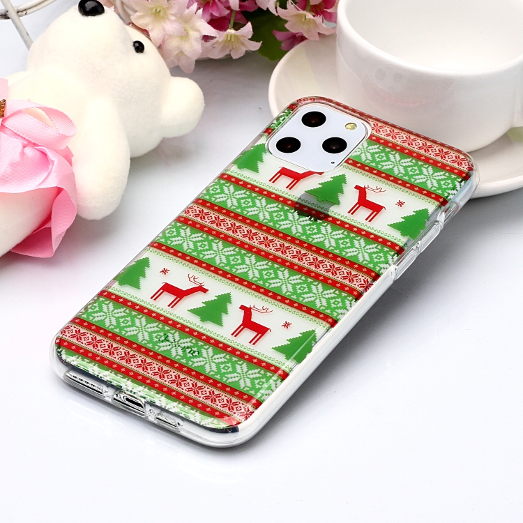 

For iPhone XI 2019 Coloured Drawing Pattern IMD Workmanship Soft TPU Protective Case(Tribal Elk)
