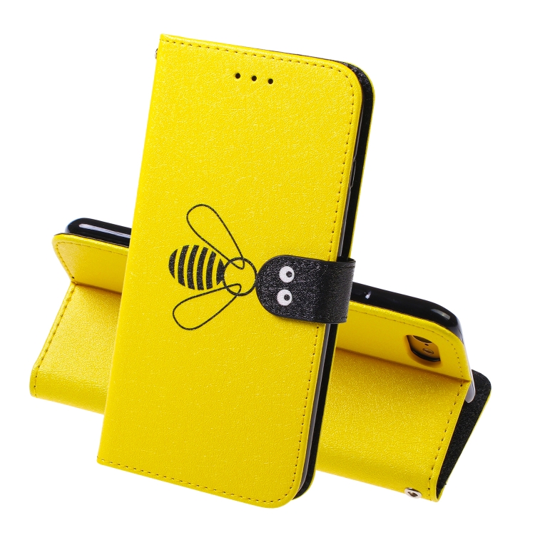 

For iPhone 8 & 7 Silk Texture Bee Pattern Horizontal Flip Leather Case with Holder & Card slots & Wallet & Photo Frame(Yellow)