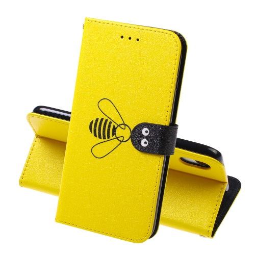 

For iPhone XR Silk Texture Bee Pattern Horizontal Flip Leather Case with Holder & Card slots & Wallet & Photo Frame(Yellow)