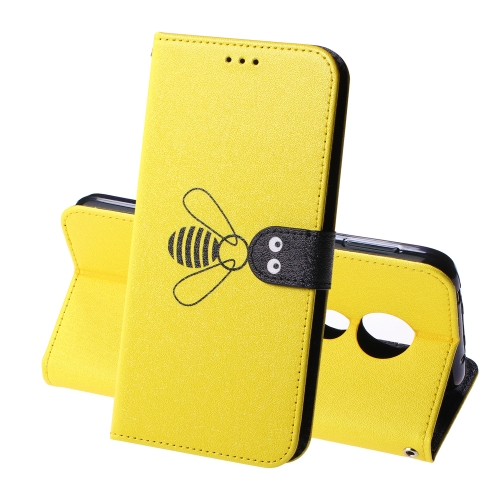 

For Motorola Moto E5 Plus Silk Texture Bee Pattern Horizontal Flip Leather Case with Holder & Card slots & Wallet & Photo Frame(Yellow)