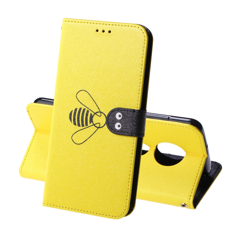 

For Motorola Moto G7 Silk Texture Bee Pattern Horizontal Flip Leather Case with Holder & Card slots & Wallet & Photo Frame(Yellow)