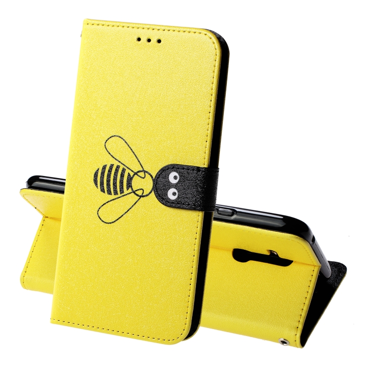 

For Huawei Mate 20 Lite Silk Texture Bee Pattern Horizontal Flip Leather Case with Holder & Card slots & Wallet & Photo Frame(Yellow)