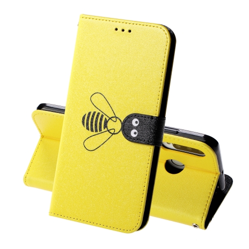 

For Huawei P30 Lite Silk Texture Bee Pattern Horizontal Flip Leather Case with Holder & Card slots & Wallet & Photo Frame(Yellow)