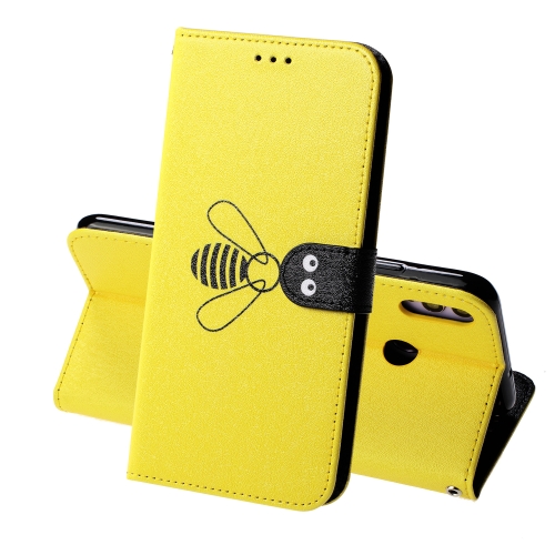 

For Huawei Honor 8X Silk Texture Bee Pattern Horizontal Flip Leather Case with Holder & Card slots & Wallet & Photo Frame(Yellow)