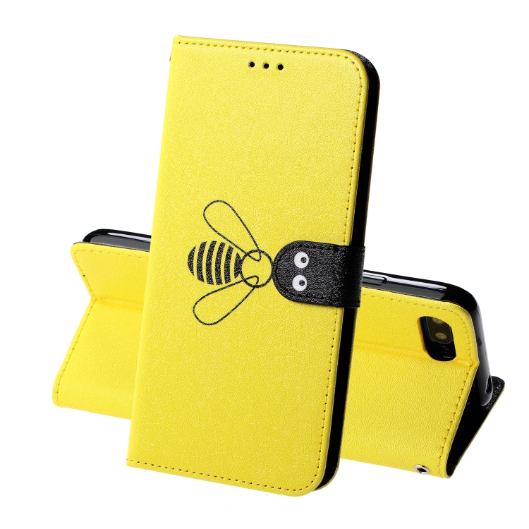 

For Huawei Honor 10 Silk Texture Bee Pattern Horizontal Flip Leather Case with Holder & Card slots & Wallet & Photo Frame(Yellow)