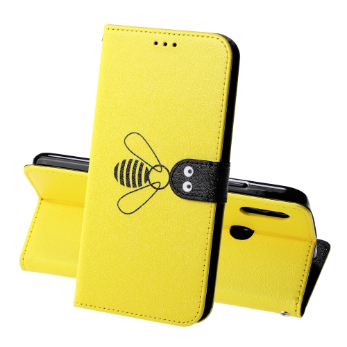 

For Huawei Honor 10 Lite Silk Texture Bee Pattern Horizontal Flip Leather Case with Holder & Card slots & Wallet & Photo Frame(Yellow)