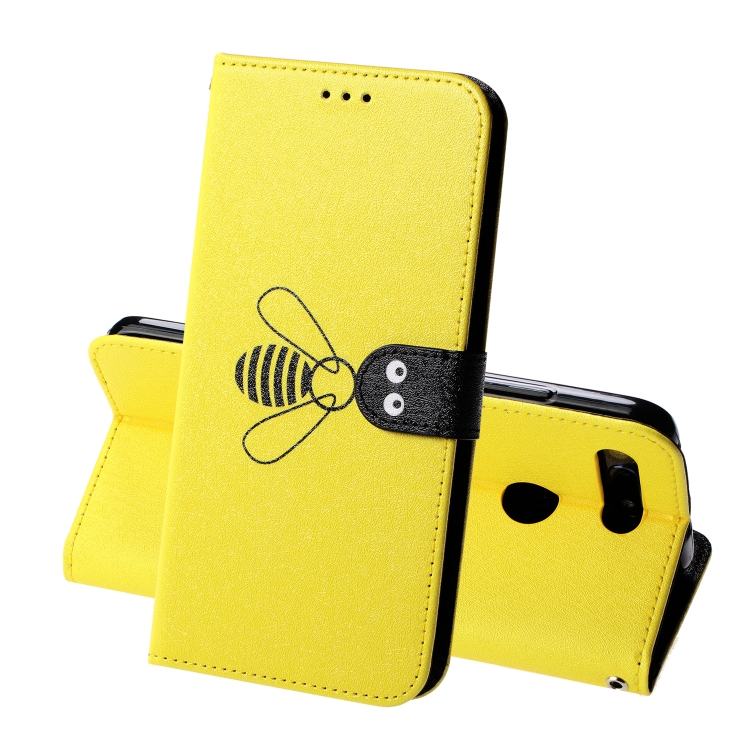 

For Huawei Honor View 20 Silk Texture Bee Pattern Horizontal Flip Leather Case with Holder & Card slots & Wallet & Photo Frame(Yellow)