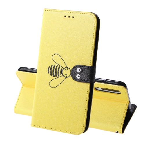 

For Galaxy A50 Silk Texture Bee Pattern Horizontal Flip Leather Case with Holder & Card slots & Wallet & Photo Frame(Yellow)