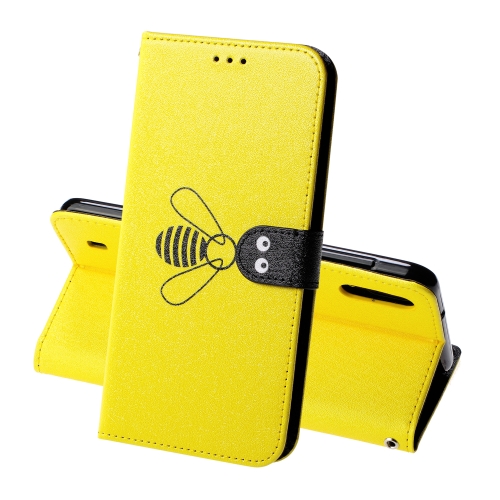 

For Galaxy M10 Silk Texture Bee Pattern Horizontal Flip Leather Case with Holder & Card slots & Wallet & Photo Frame(Yellow)
