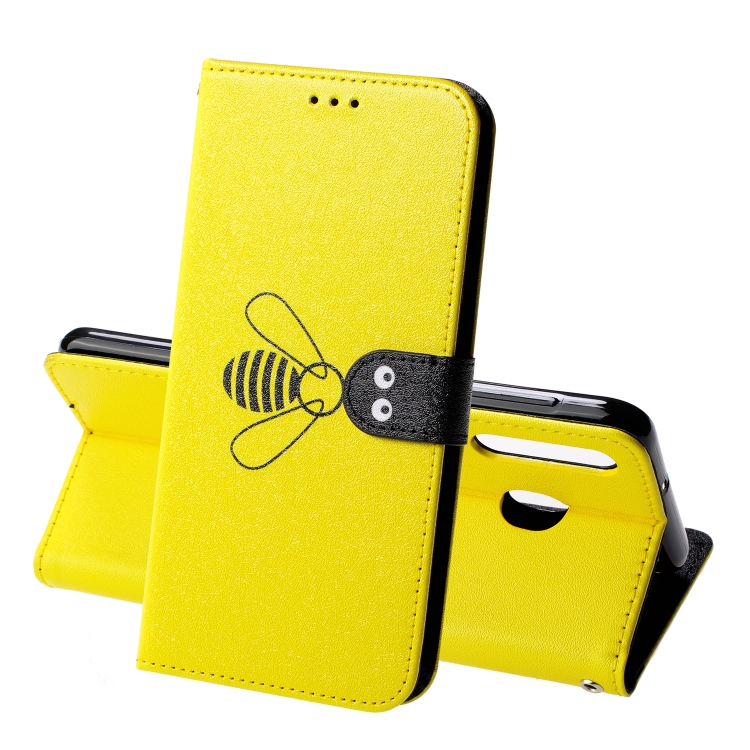 

For Galaxy M30 Silk Texture Bee Pattern Horizontal Flip Leather Case with Holder & Card slots & Wallet & Photo Frame(Yellow)