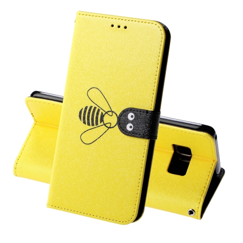 

For Galaxy S8+ Silk Texture Bee Pattern Horizontal Flip Leather Case with Holder & Card slots & Wallet & Photo Frame(Yellow)