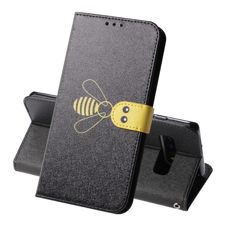 

For Galaxy S10+ Silk Texture Bee Pattern Horizontal Flip Leather Case with Holder & Card slots & Wallet & Photo Frame(Black)
