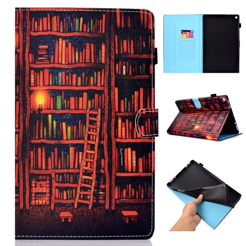 

For Amazon Kindle Fire HD 10 Colored Drawing Stitching Horizontal Flip Leather Case, with Holder & Card Slots(Bookshelf)