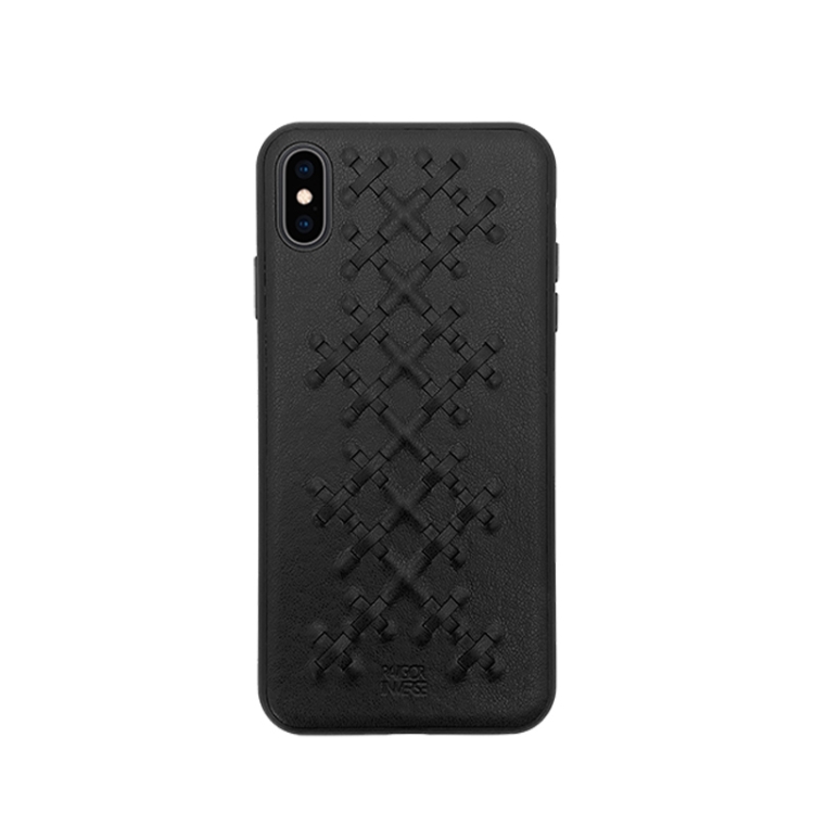 

For iPhone XR RAIGOR INVERSE WEAVE Series PU+TPU+PC Solid Color Protective Case(Black)