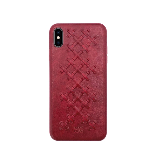 

For iPhone XS Max RAIGOR INVERSE WEAVE Series PU+TPU+PC Solid Color Protective Case(Red)