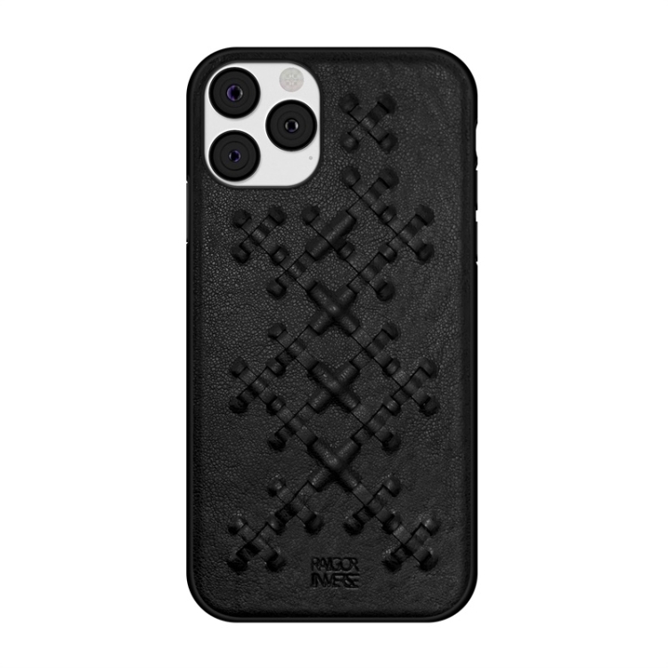 

For iPhone XI 2019 (5.8 inch) RAIGOR INVERSE WEAVE Series PU+TPU+PC Solid Color Protective Case(Black)