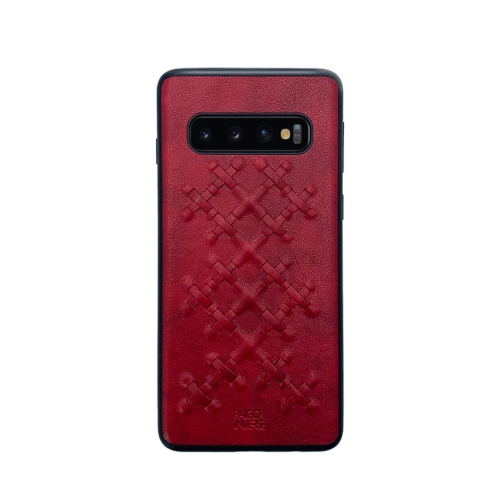 

For Galaxy S10+ RAIGOR INVERSE WEAVE Series PU+TPU+PC Solid Color Protective Case(Red)