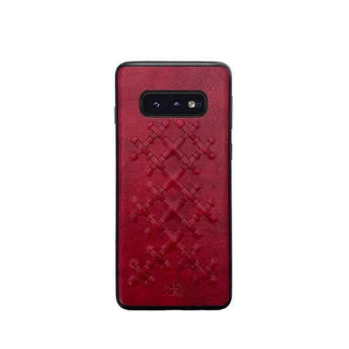 

For Galaxy S10e RAIGOR INVERSE WEAVE Series PU+TPU+PC Solid Color Protective Case(Red)